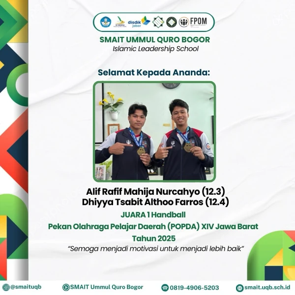 Juara 1 Cabor Handball Delegasi Kota Bogor pada ajang POPDA Jawa Barat Tahun 2025